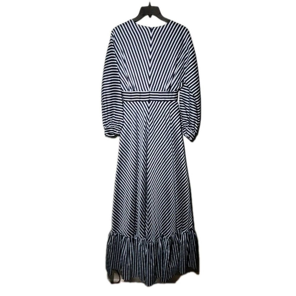 NWT Gianni Bini Maxi Dress 2 Navy White Grey Genevieve Striped Nautical Glam - Picture 4 of 10